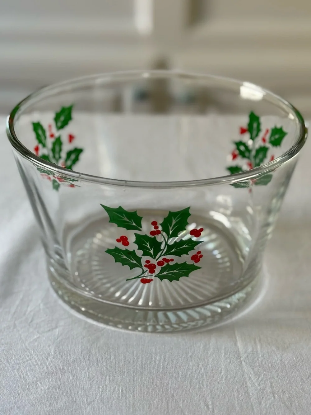 Vintage Indiana Glass Holly Berry Clear Glass Bowl | Ice Bucket | 1960s HTF